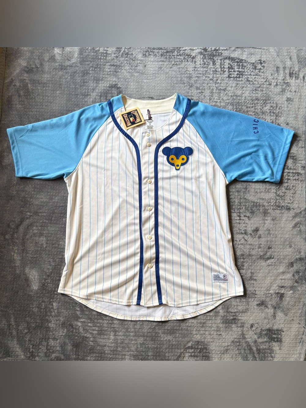 NEW Cooperstown Collection Chicago Cubs Light Blue Pinstripes Jersey Men’s XXL